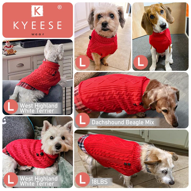 KYEESE Dog Sweater Soft Pullover Dog Sweaters for Small Dogs Girl Warm Turtleneck Small Dogs Sweater Stretchy Knitwear Cat Clothes with Gingham Patchwork Comfy Pet Coat for Fall Winter Cold Weather - Image 5